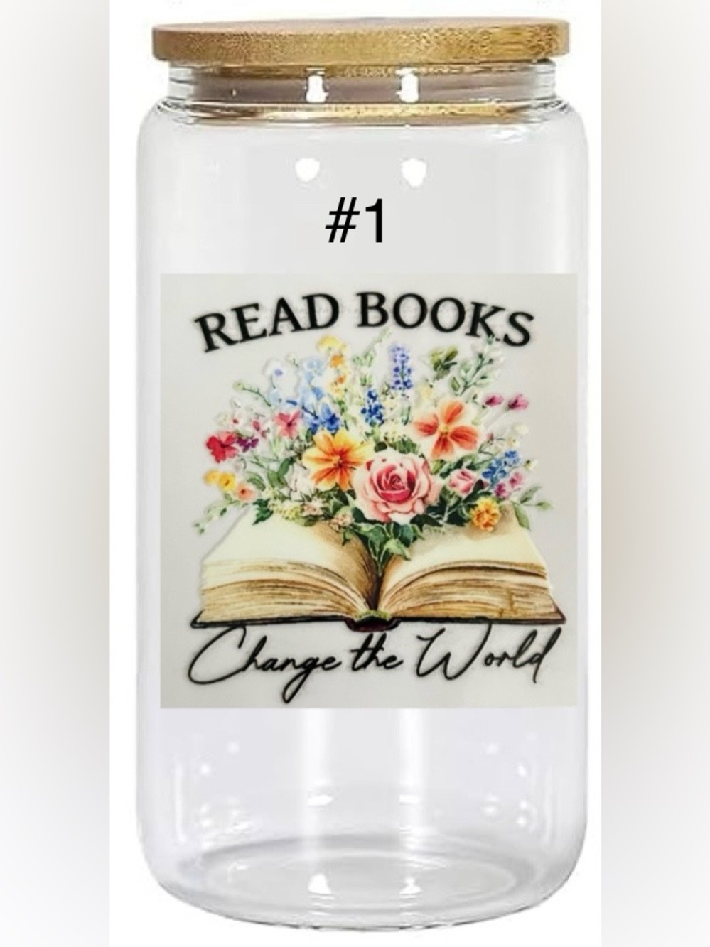 *Buy Now* book lovers cups 16 ounce glass tumbler straw and bamboo lid